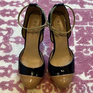 Reiss patent leather platform heels